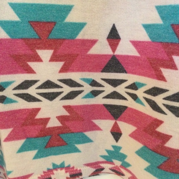 Pink Aztec Print Geometric Oversized Longsleeve Slouchy shirt Boho Pullover - Picture 7 of 7